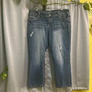 Maurices Blue Distressed Ankle Jeans